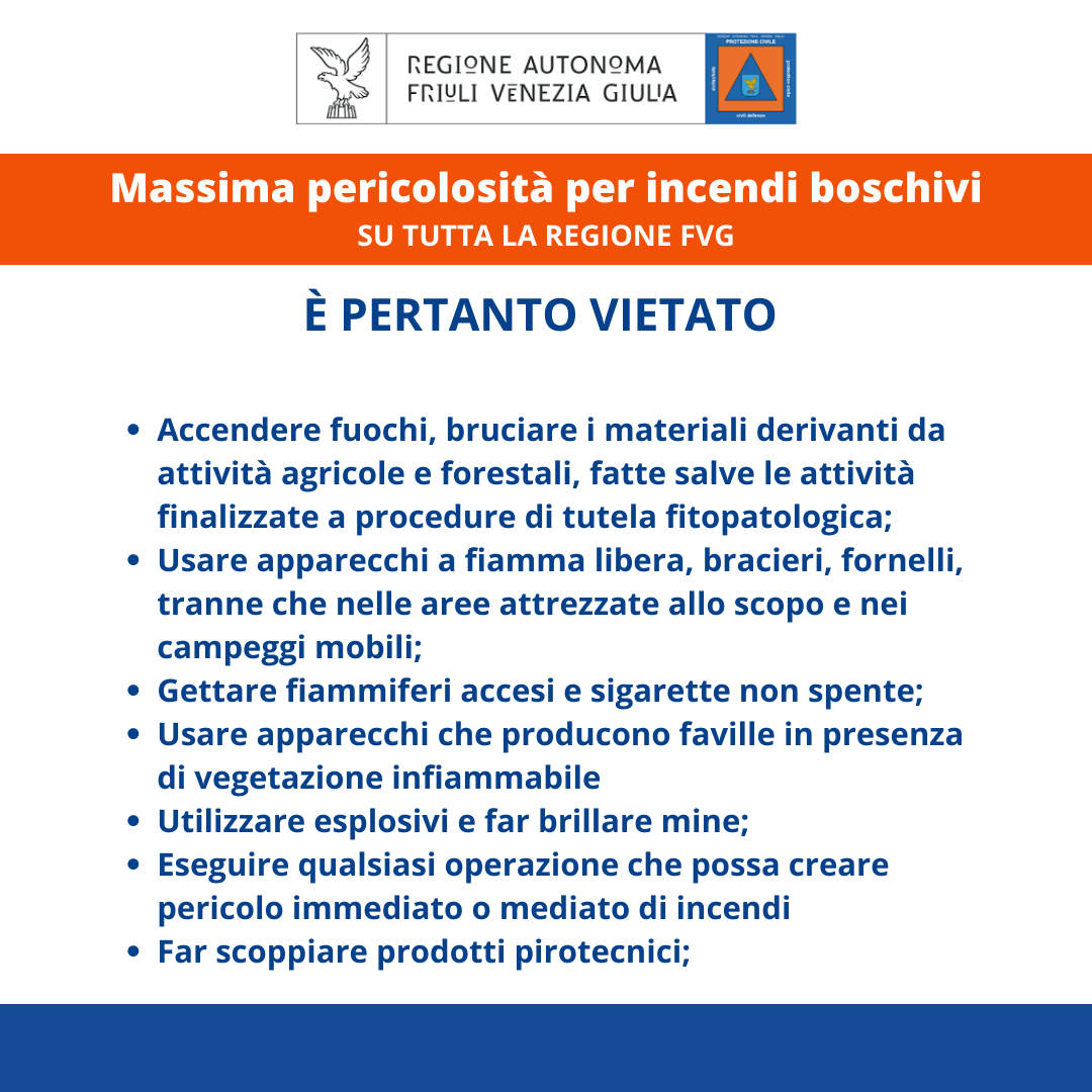 PERICOLOSITà INCENDI DIVIETI